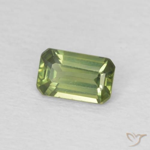 Zaffiro Verde foresta chiaro naturale da 0.40 ct, Ottagonale / Taglio smeraldo, VVS-VS