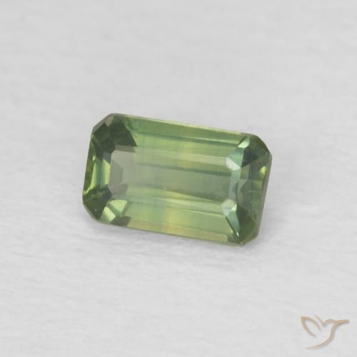 Zaffiro Verde foresta chiaro naturale da 0.40 ct, Ottagonale / Taglio smeraldo, VVS-VS