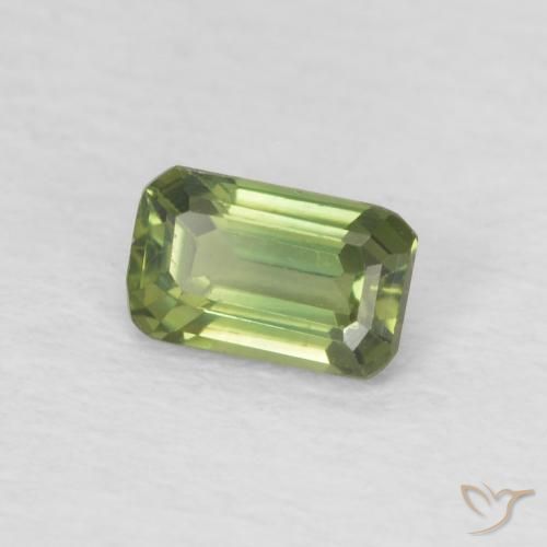 Zaffiro Verde giallastro naturale da 0.44 ct, Ottagonale / Taglio smeraldo, VVS-VS