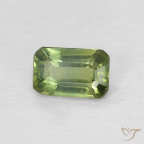 Zaffiro Verde foresta chiaro naturale da 0.42 ct, Ottagonale / Taglio smeraldo, VS