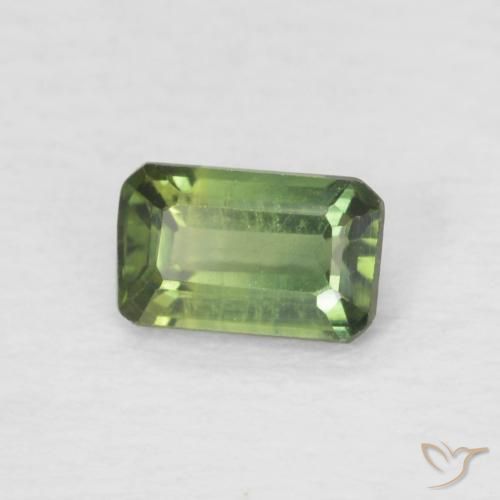 Zaffiro Verde foresta chiaro naturale da 0.46 ct, Ottagonale / Taglio smeraldo, VS