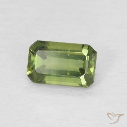 Zaffiro Verde terroso naturale da 0.45 ct, Ottagonale / Taglio smeraldo, VS