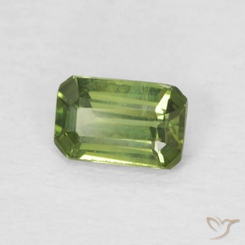 Zaffiro Verde foresta chiaro naturale da 0.41 ct, Ottagonale / Taglio smeraldo, VS