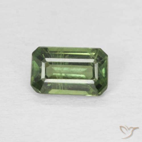 Zaffiro Medium Dark-Green naturale da 0.42 ct, Ottagonale / Taglio smeraldo, VS