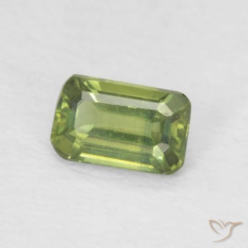 Zaffiro Verde foresta chiaro naturale da 0.43 ct, Ottagonale / Taglio smeraldo, VS
