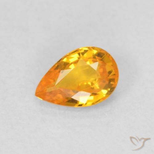 0.51ct Naturale Arancio Medio Zaffiro, Forma a pera, VVS-VS