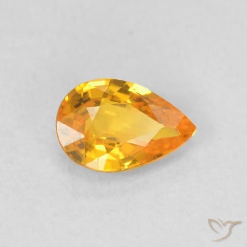 Zaffiro Arancio Medio naturale da 0.51 ct, Forma a pera, VVS-VS