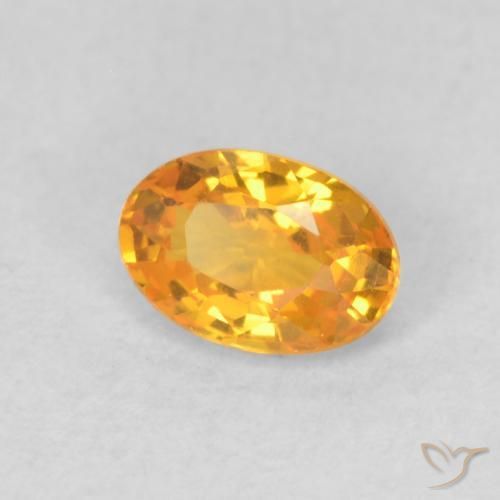 Zaffiro Arancio Scuro-Oro naturale da 0.62 ct, Ovale, VVS-VS