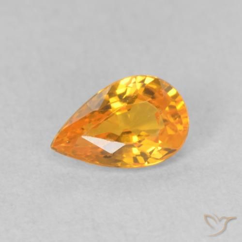 0.51ct Naturale Arancio intenso-OroG Zaffiro, Forma a pera, VVS-VS