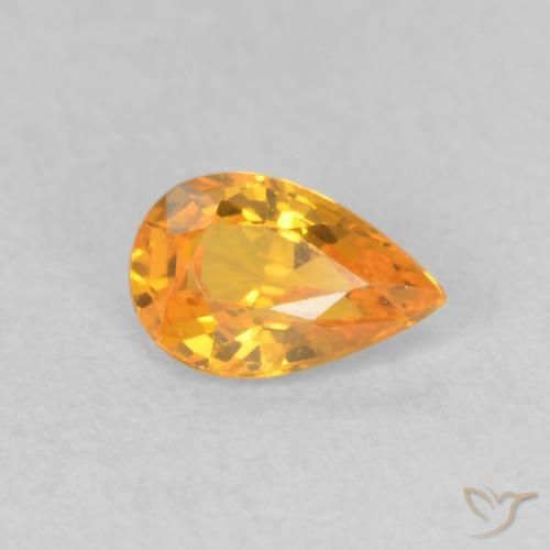 Zaffiro Arancio intenso-OroG naturale da 0.51 ct, Forma a pera, VVS-VS