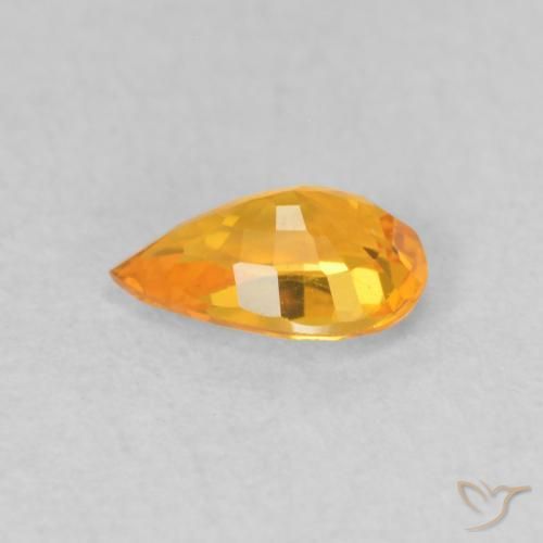 Zaffiro Arancio intenso-OroG naturale da 0.51 ct, Forma a pera, VVS-VS