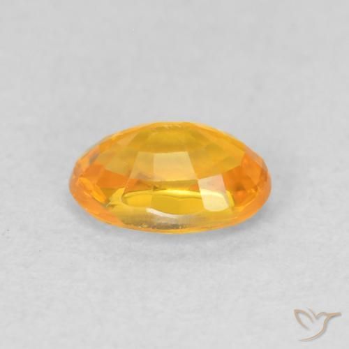 Zaffiro Arancio intenso-OroG naturale da 0.68 ct, Ovale, VVS-VS