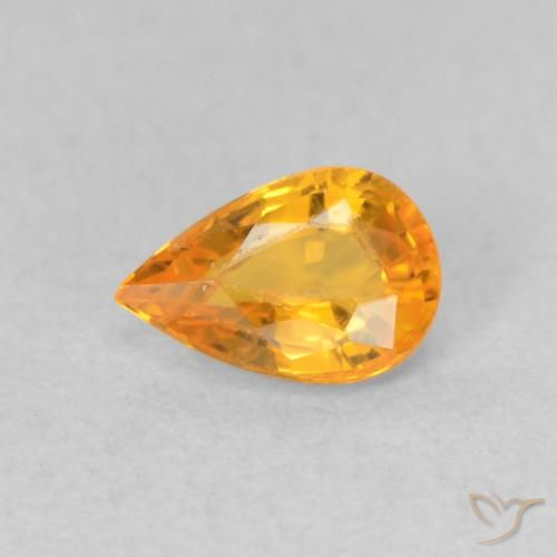 0.53ct Naturale Arancio Medio Zaffiro, Forma a pera, VVS-VS