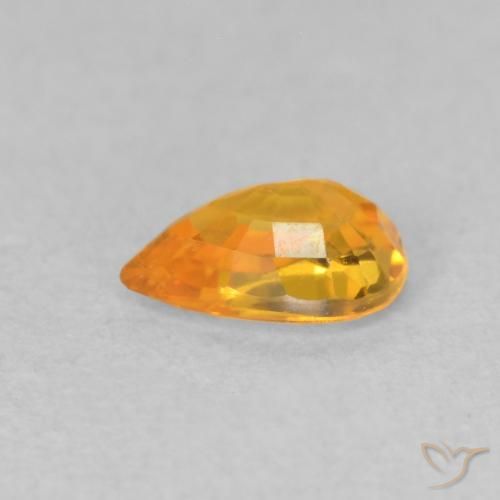 Zaffiro Arancio Medio naturale da 0.53 ct, Forma a pera, VVS-VS