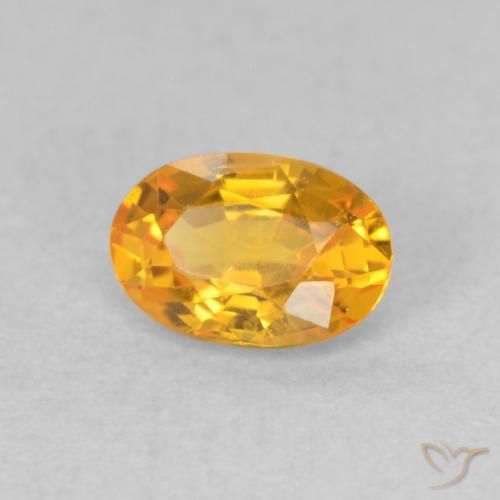 Zaffiro Medium Light Orange-Gold naturale da 0.62 ct, Ovale, VVS-VS