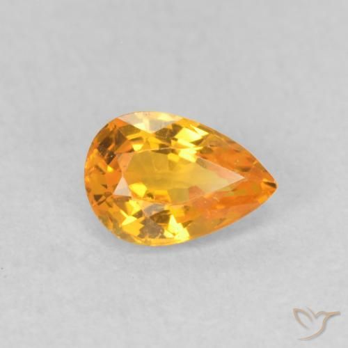 Zaffiro Arancio-Oro naturale da 0.51 ct, Forma a pera, VVS-VS