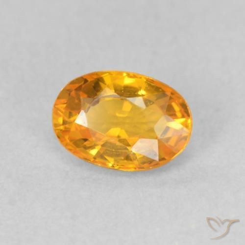 Zaffiro Arancio Medio naturale da 0.67 ct, Ovale, VVS-VS