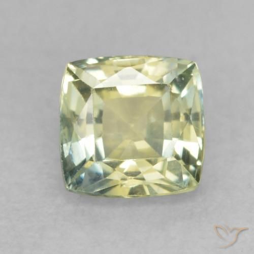 0.58ct Naturale Verde giallastro Zaffiro, Cuscino, VS-SI