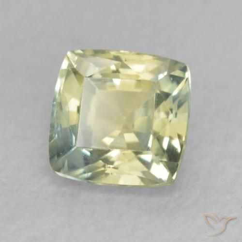 Zaffiro Verde giallastro naturale da 0.58 ct, Cuscino, VS-SI