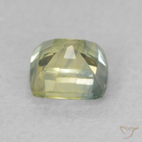 Zaffiro Verde giallastro naturale da 0.58 ct, Cuscino, VS-SI
