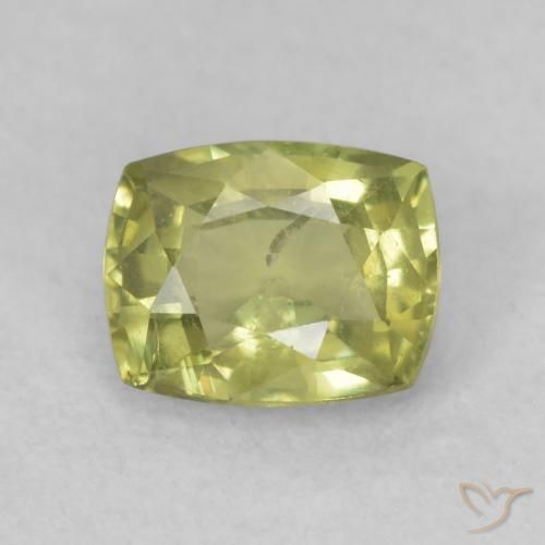 0.70ct Naturale Verde giallastro Zaffiro, Cuscino, VS-SI