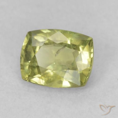 Zaffiro Verde giallastro naturale da 0.70 ct, Cuscino, VS-SI