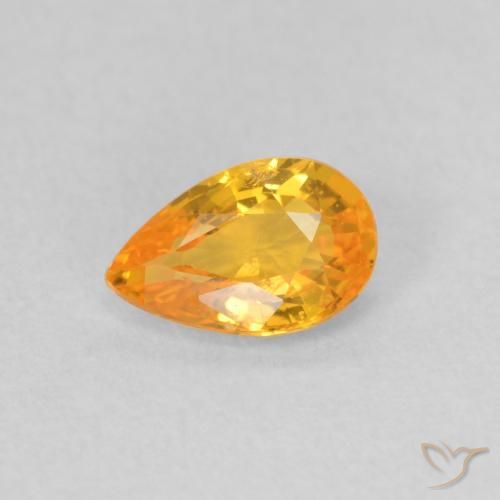 0.47ct Naturale Arancione brillante Zaffiro, Forma a pera, VS