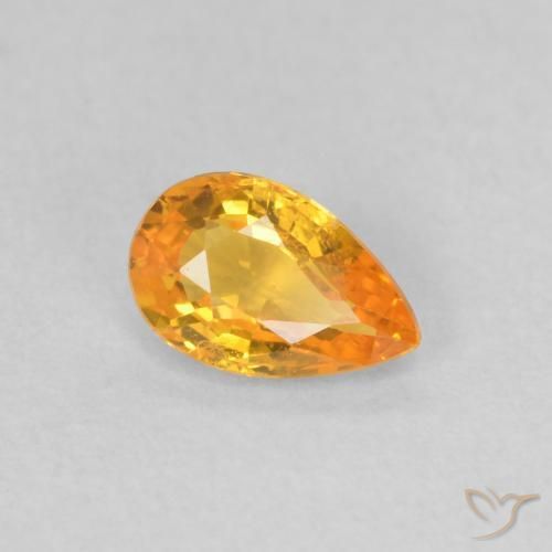 Zaffiro Arancione brillante naturale da 0.47 ct, Forma a pera, VS