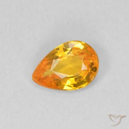 0.39ct Naturale Arancione brillante Zaffiro, Forma a pera, VS