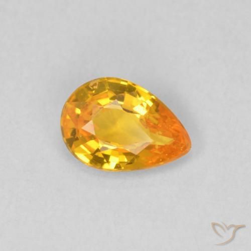 Zaffiro Arancione brillante naturale da 0.39 ct, Forma a pera, VS