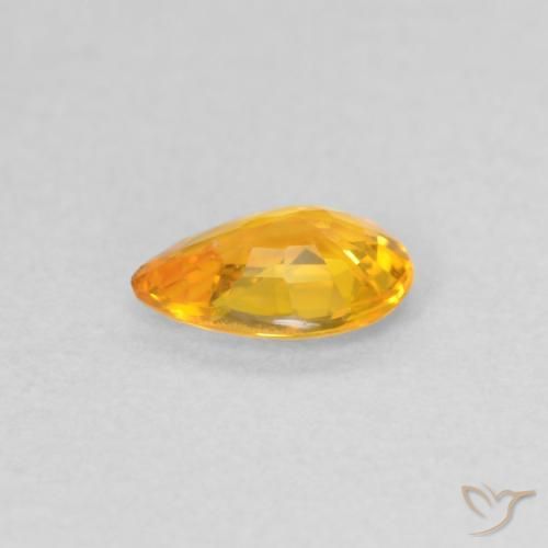 Zaffiro Arancione brillante naturale da 0.39 ct, Forma a pera, VS