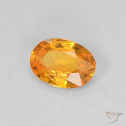 Zaffiro Arancione brillante naturale da 0.48 ct, Ovale, VS