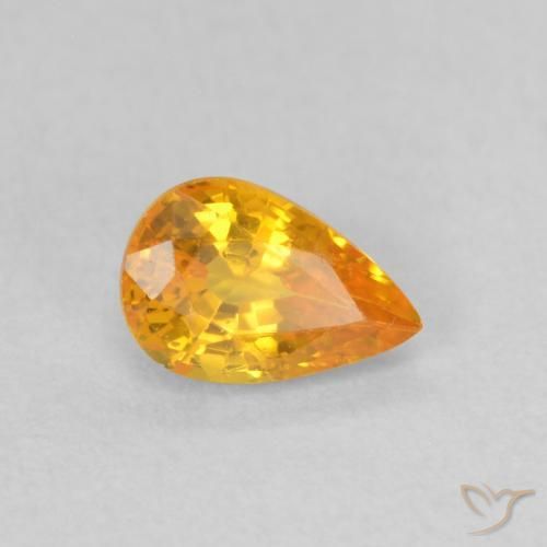 Zaffiro Arancione brillante naturale da 0.60 ct, Forma a pera, VS