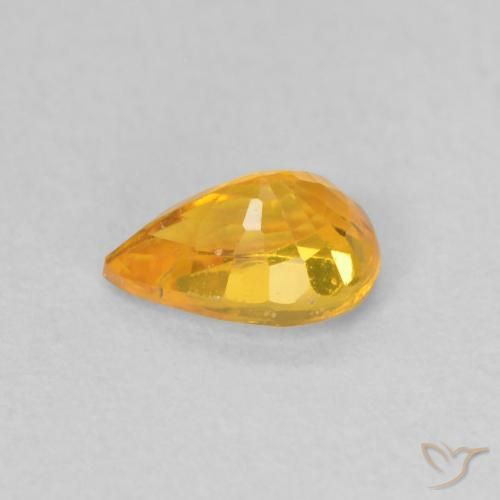 Zaffiro Arancione brillante naturale da 0.60 ct, Forma a pera, VS