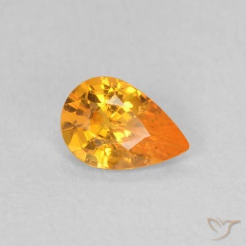 0.44ct Naturale Arancione brillante Zaffiro, Forma a pera, VS