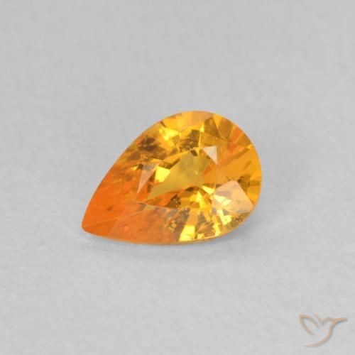 Zaffiro Arancione brillante naturale da 0.44 ct, Forma a pera, VS