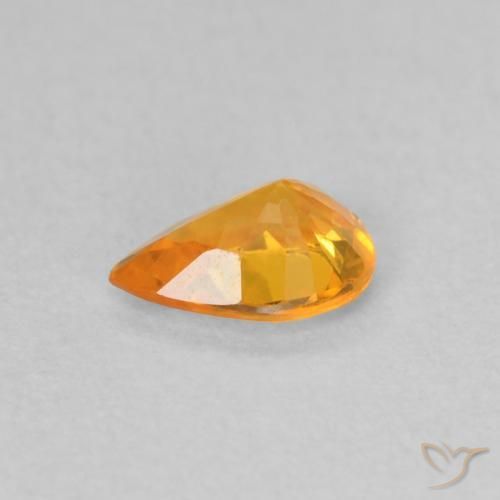 Zaffiro Arancione brillante naturale da 0.44 ct, Forma a pera, VS