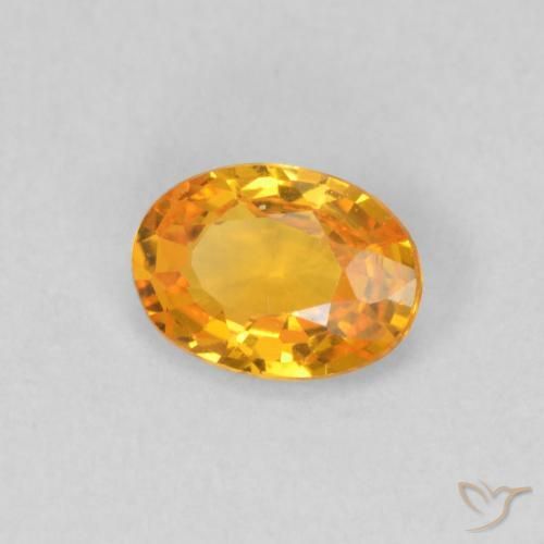 Zaffiro Arancione brillante naturale da 0.52 ct, Ovale, VS