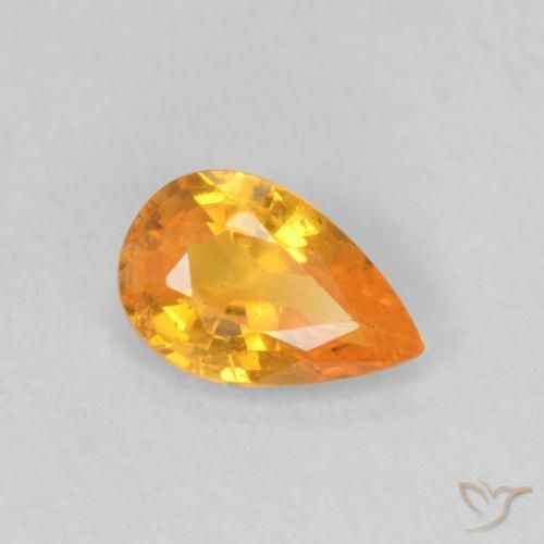 Zaffiro Arancio Medio naturale da 0.54 ct, Forma a pera, VS