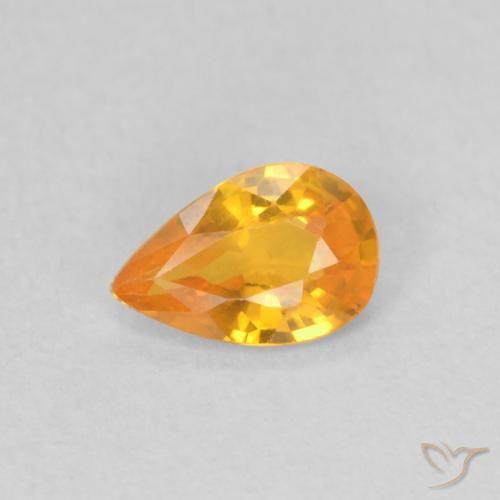0.40ct Naturale Albicocca Arancia Zaffiro, Forma a pera, VS