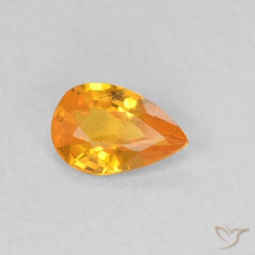 Zaffiro Albicocca Arancia naturale da 0.40 ct, Forma a pera, VS