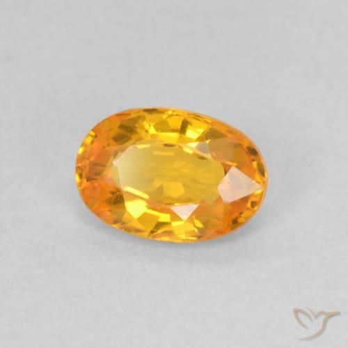 Zaffiro Arancione brillante naturale da 0.63 ct, Ovale, VS