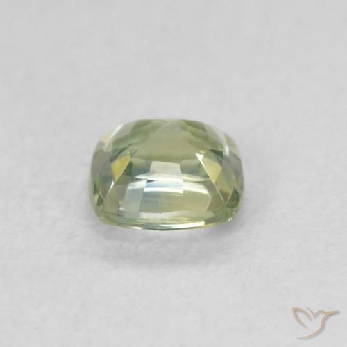 Zaffiro Verde giallastro naturale da 0.48 ct, Cuscino, VVS-VS