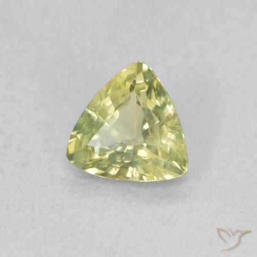 Zaffiro Verde giallastro naturale da 0.49 ct, Taglio trillion, VS