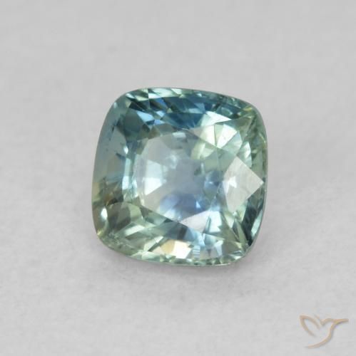 Zaffiro Blu Medio Verde naturale da 0.73 ct, Cuscino, VVS-VS