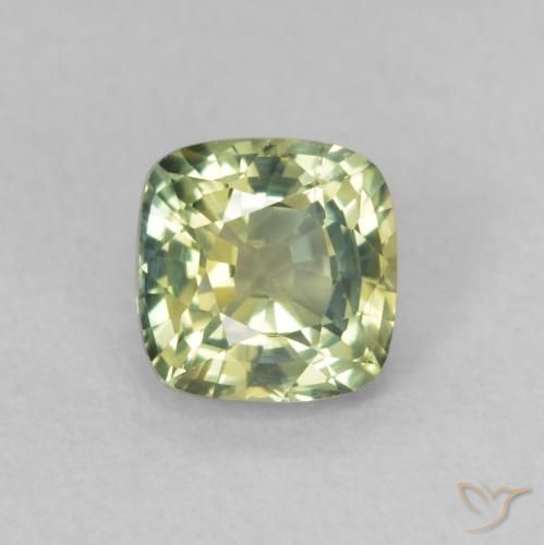 0.65ct Naturale Verde giallastro Zaffiro, Cuscino, VVS-VS