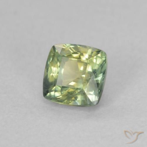 Zaffiro Verde giallastro naturale da 0.50 ct, Cuscino, VVS-VS