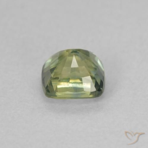 Zaffiro Verde giallastro naturale da 0.50 ct, Cuscino, VVS-VS