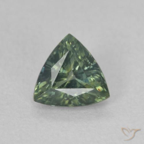 Zaffiro Verde naturale da 0.52 ct, Taglio trillion, VVS-VS
