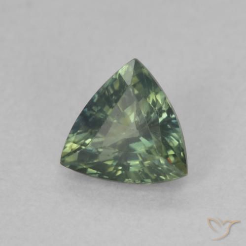 Zaffiro Verde naturale da 0.52 ct, Taglio trillion, VVS-VS